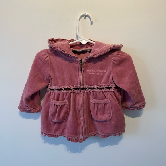 Kenneth Cole Reaction baby girl velour zip hoodie, 12M - Picture 1 of 6